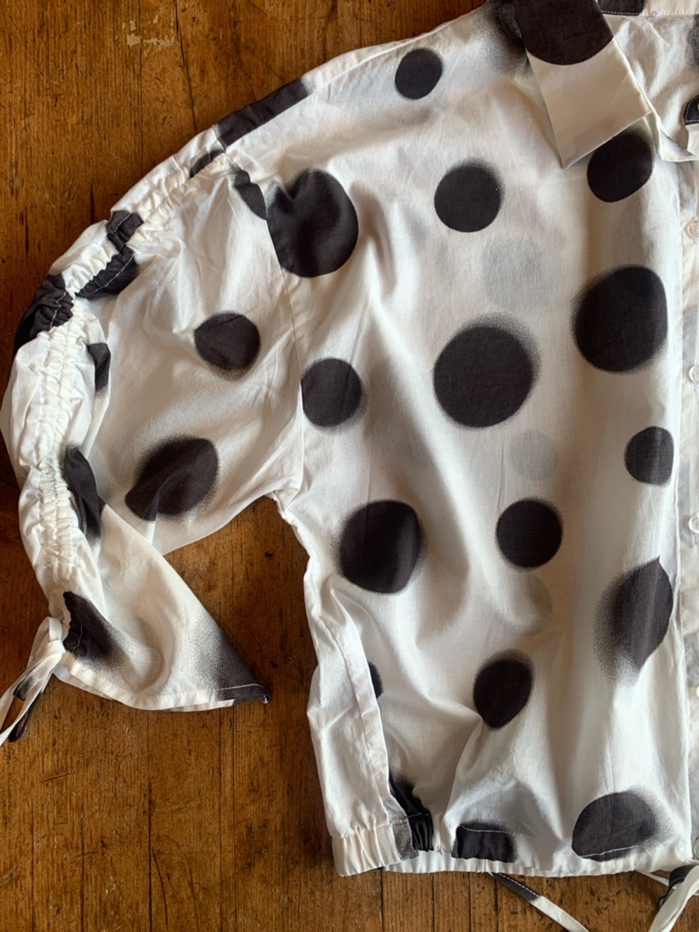 Polka Dot Women's Blouse - Black and White - Picture 3 of 16